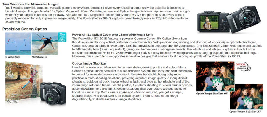 Canon PowerShot SX160 IS 16.0 MP Digital Camera with 16x Wide-Angle Optical Image Stabilized Zoom